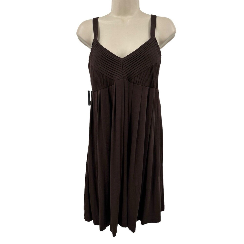 New Directions Dress Small 4 Brown Jersey Mini Babydoll Fit & Flare Casual NEW